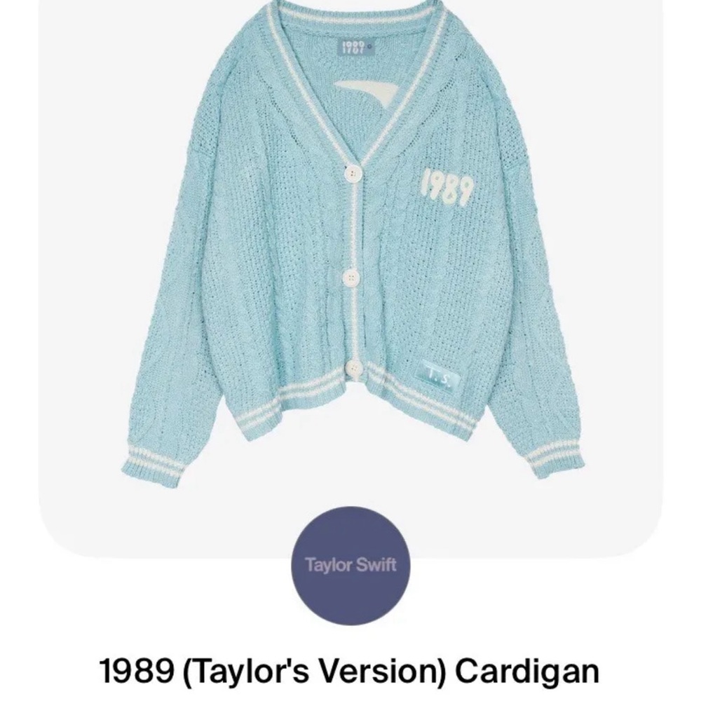 Taylor Swift Sweater Cardigan 1989 Light Blue -NWT- Med/Lrg